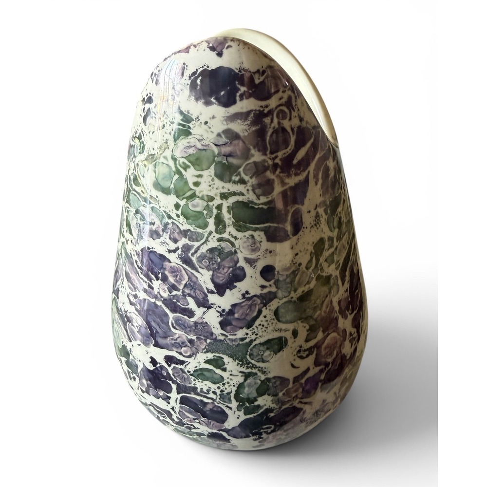 McCoy Cascade Vase Purple Marbled Iridescent Pearl Glaze 9" VTG 1960s MCM - Picture 5 of 14